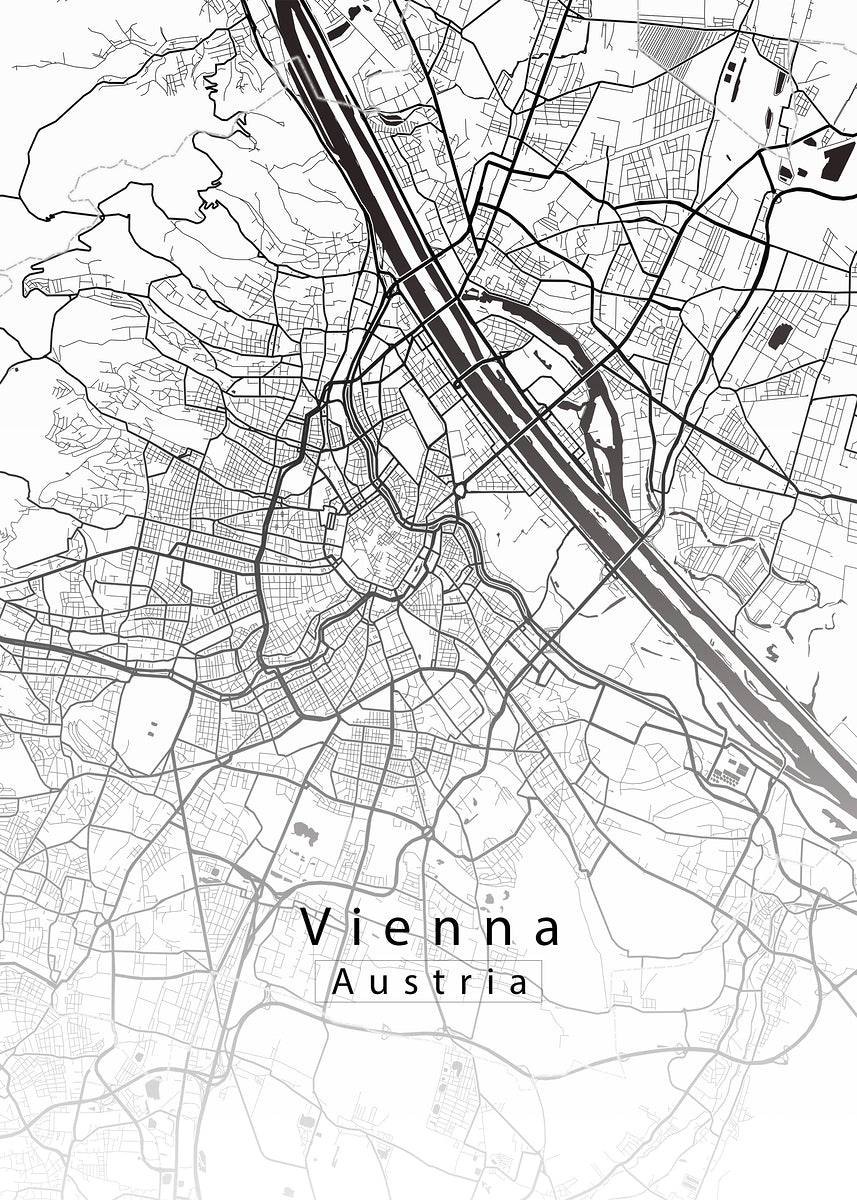 Vienna Austria City Map white