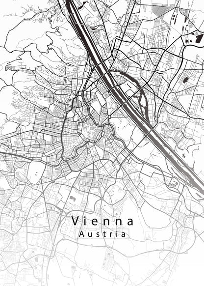 Vienna Austria City Map white