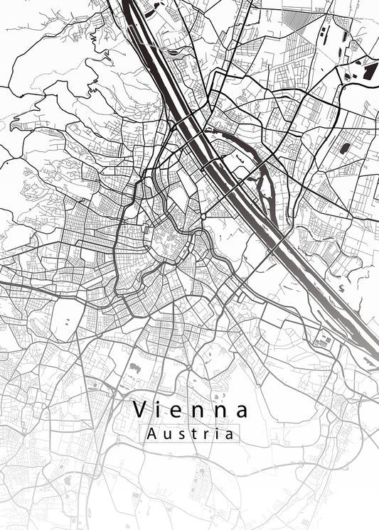 Vienna Austria City Map white