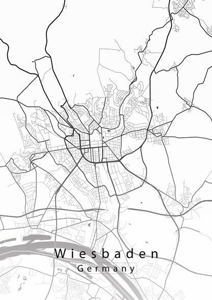 Wiesbaden Germany City Map white