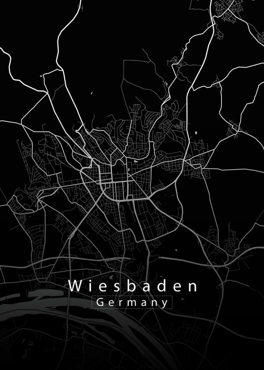 Wiesbaden Germany City Map black