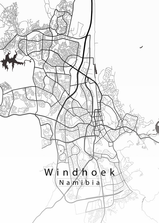 Windhoek Namibia City Map white