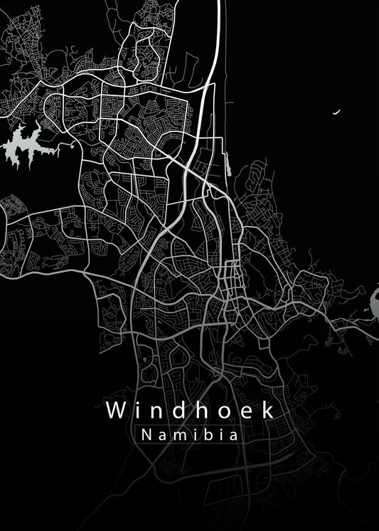 Windhoek Namibia City Map black