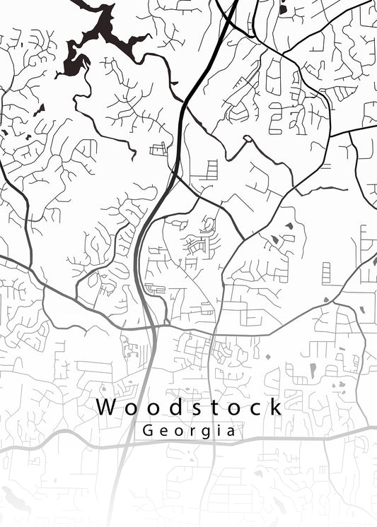 Woodstock Georgia City Map white