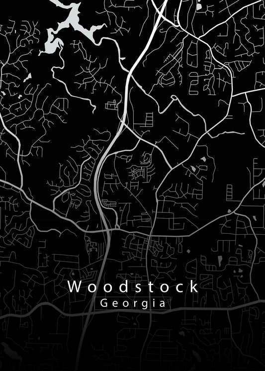 Woodstock Georgia City Map black