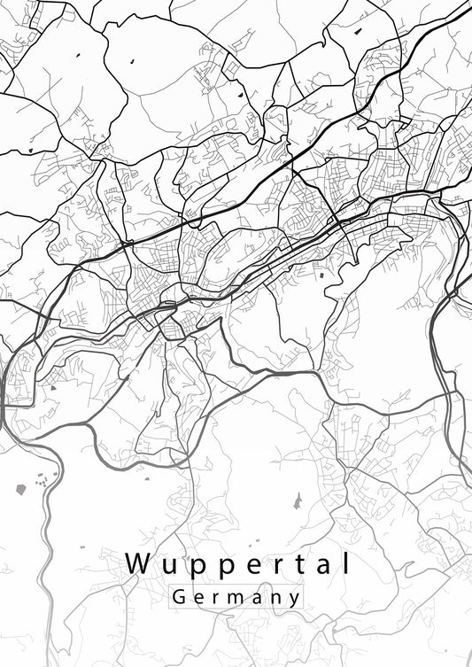 Wuppertal Germany City Map white