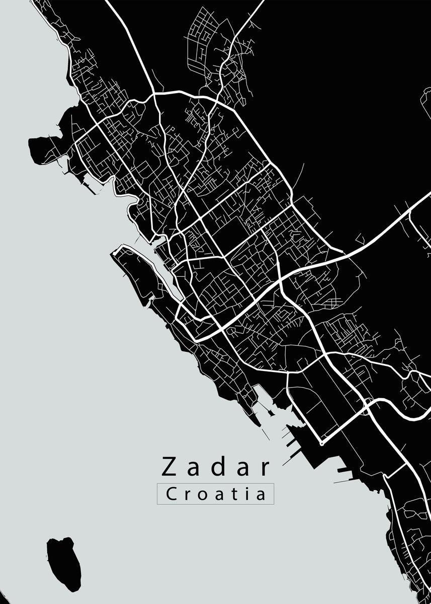 Zadar Croatia City Map black