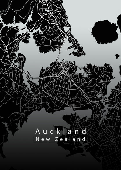 Auckland New Zealand City Map black