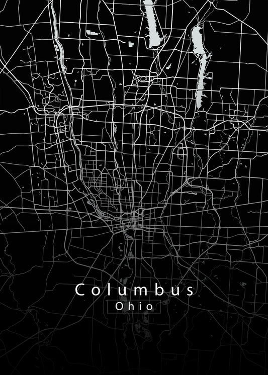 Columbus Ohio City Map black