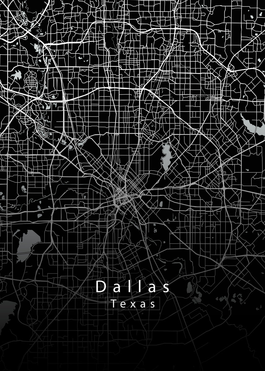 Dallas Texas City Map black