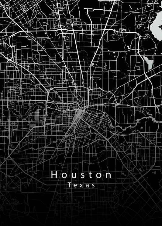 Houston Texas City Map black