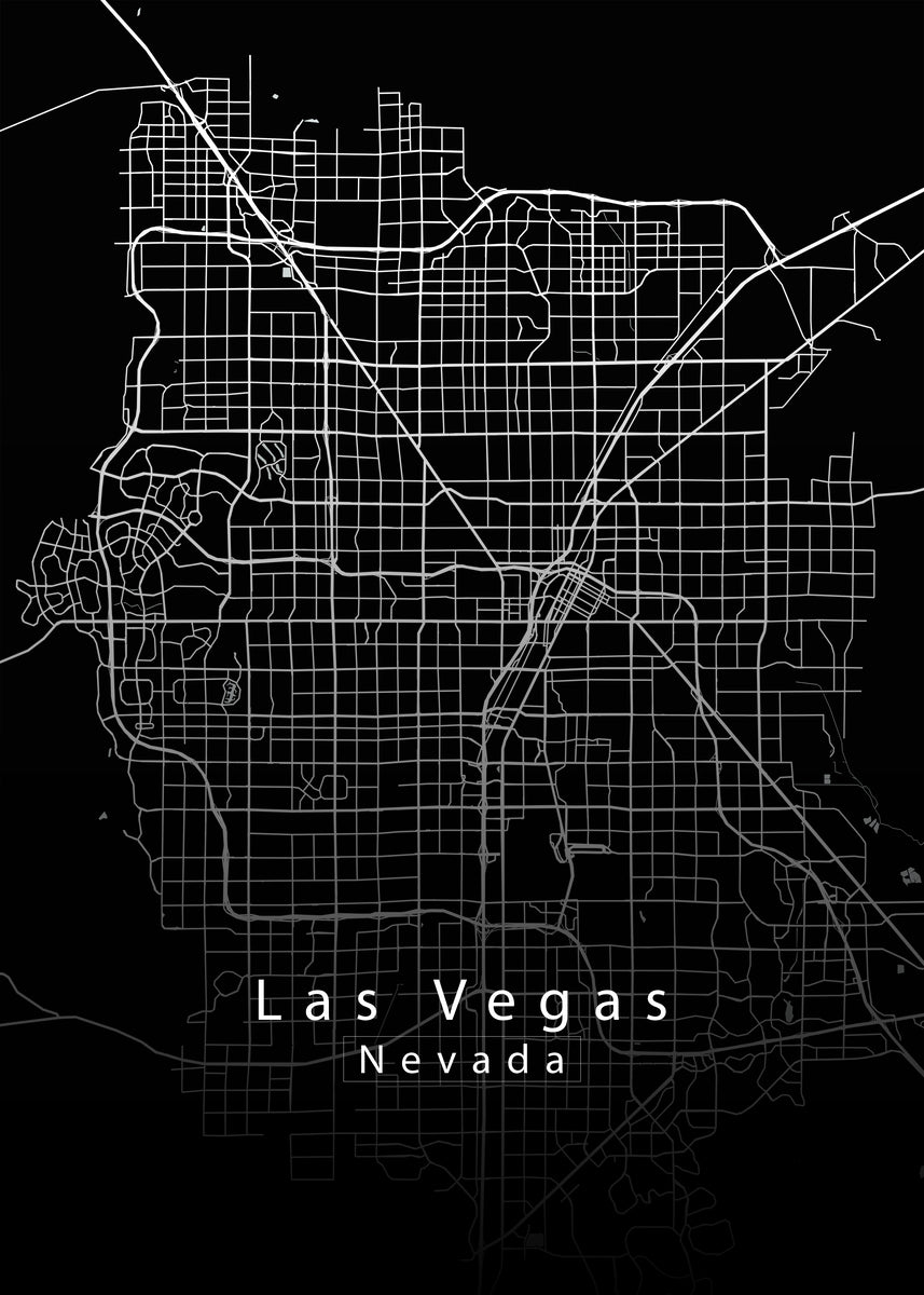 Las Vegas Nevada City Map black