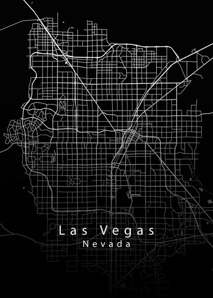 Las Vegas Nevada City Map black