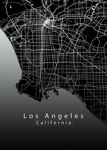 Los Angeles California City Map black