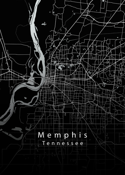 Memphis Tennessee City Map black