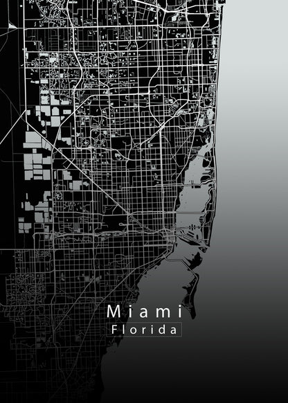 Miami Florida City Map black