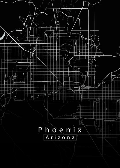 Phoenix Arizona City Map black