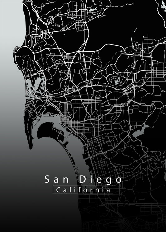 San Diego California City Map black