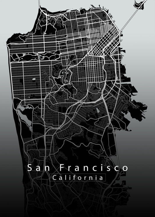 San Francisco California City Map black