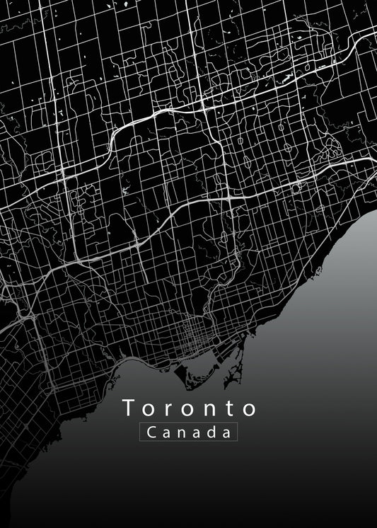 Toronto Canada City Map black