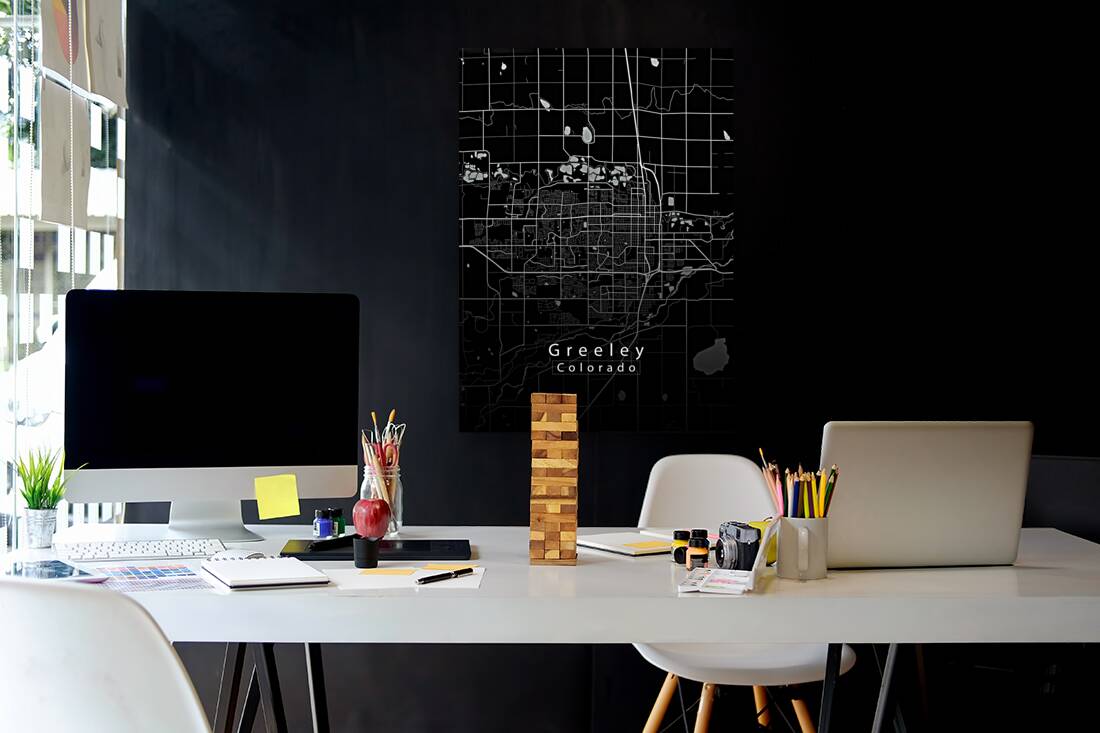 Greeley Colorado City Map black