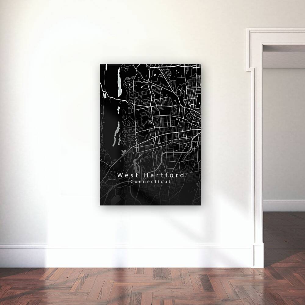 West Hartford Connecticut City Map black