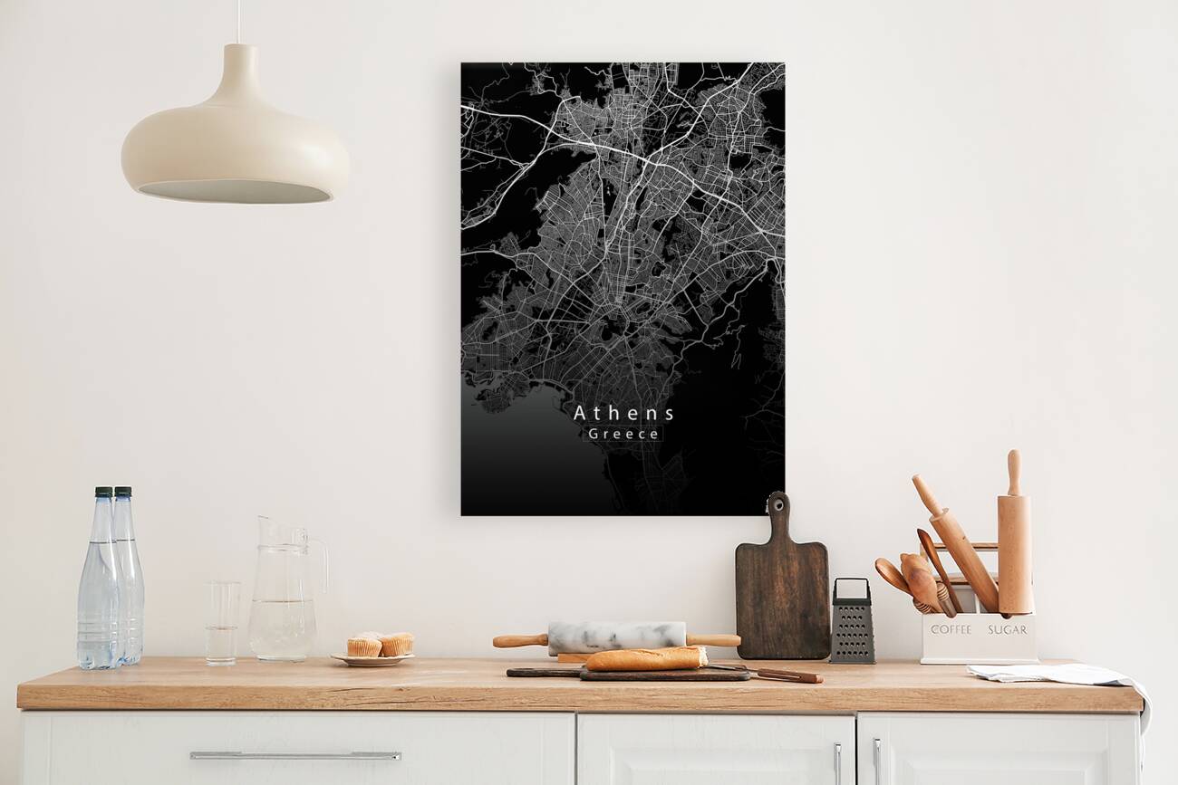 Athen Greece City Map black