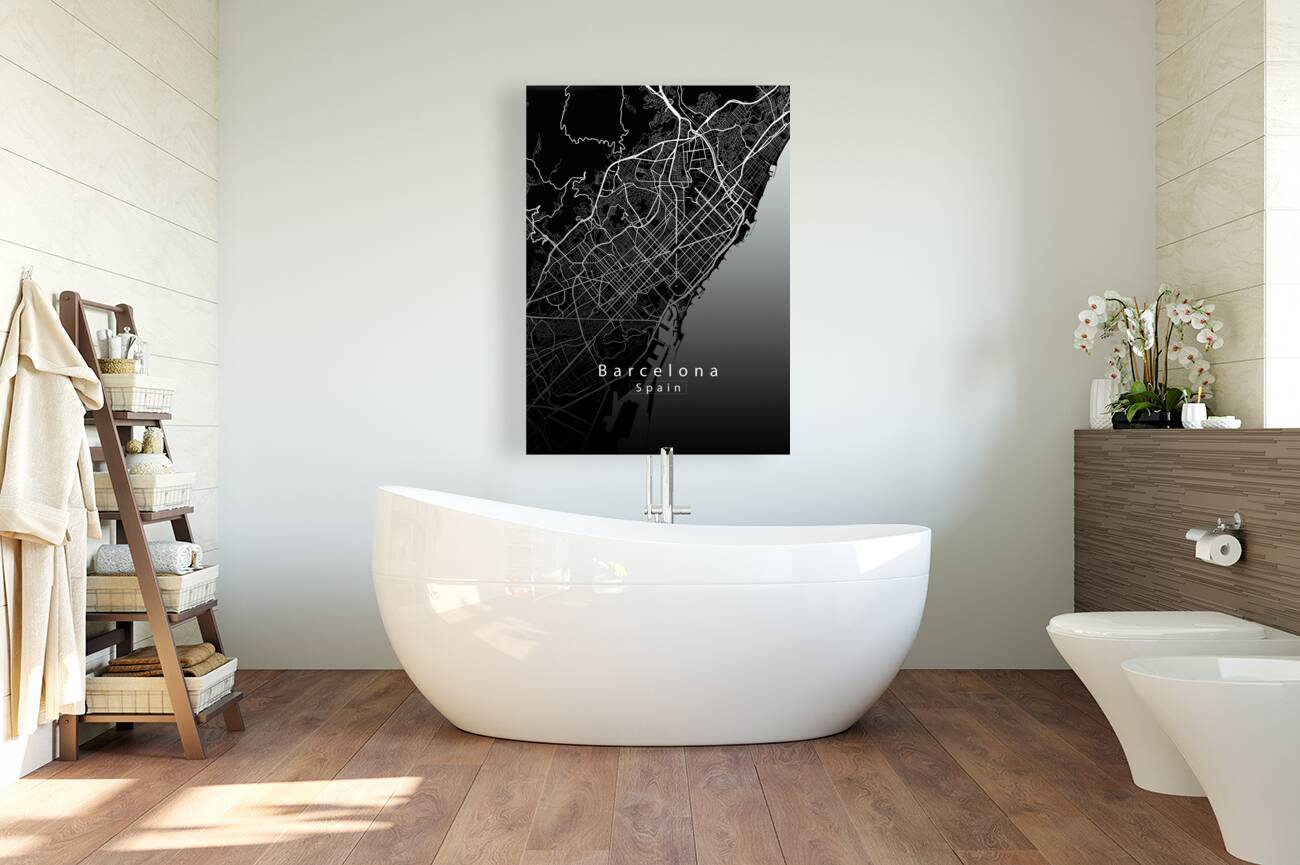 Barcelona Spain City Map black