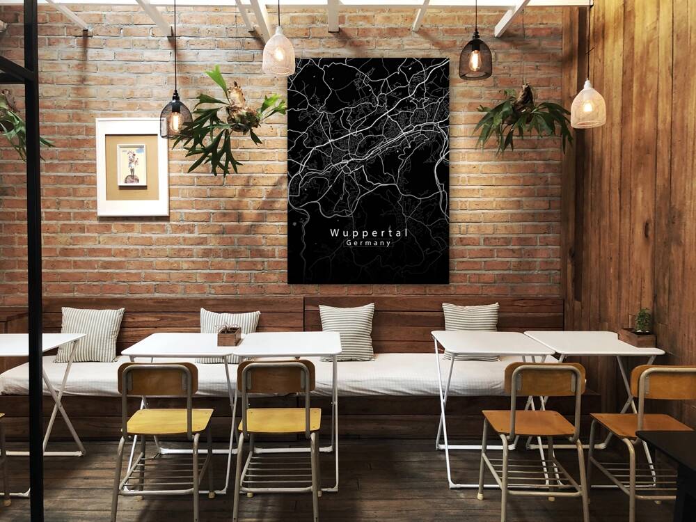 Wuppertal Germany City Map black