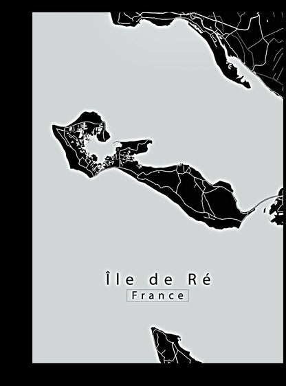 Ile de Re France Island Map black