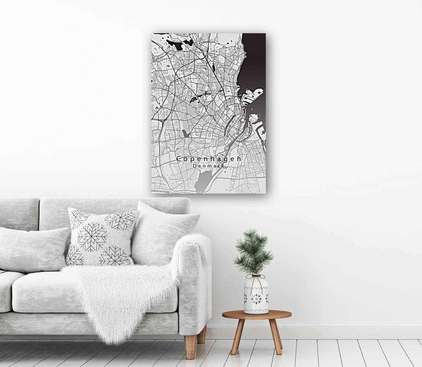 Copenhagen Denmark City Map white