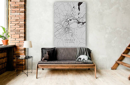 Lubeck Germany City Map white